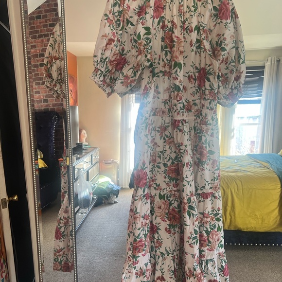 Anthropologie Floral Maxi Dress - Pink and Green - Picture 3 of 3